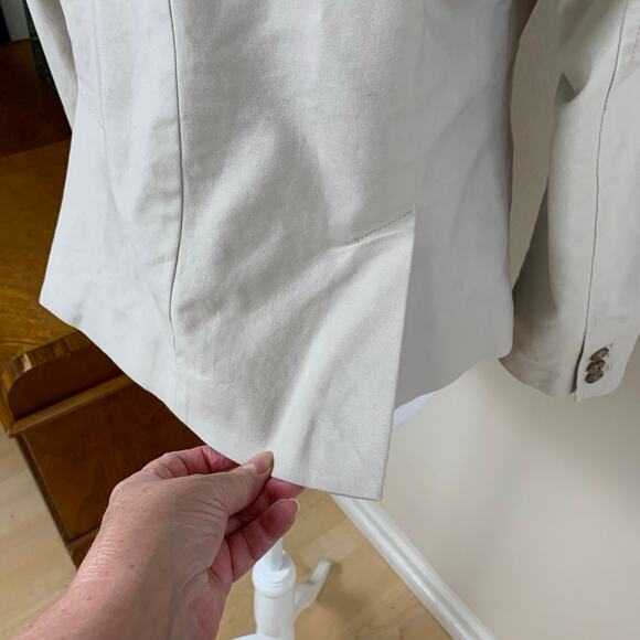 Banana Republic Petite Size 12P Blazer Jacket Beige 1 Button Cotton Career Work - Picture 9 of 13